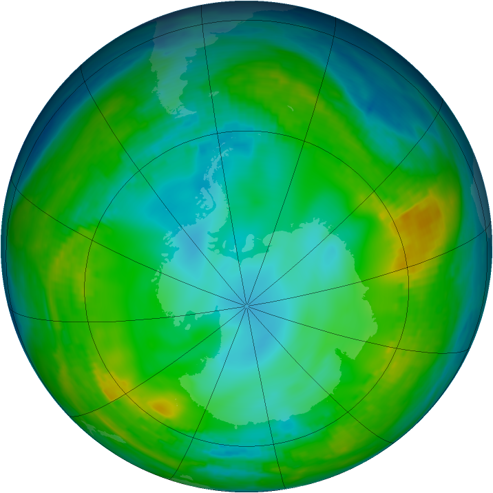 Antarctic ozone map for 29 May 1980